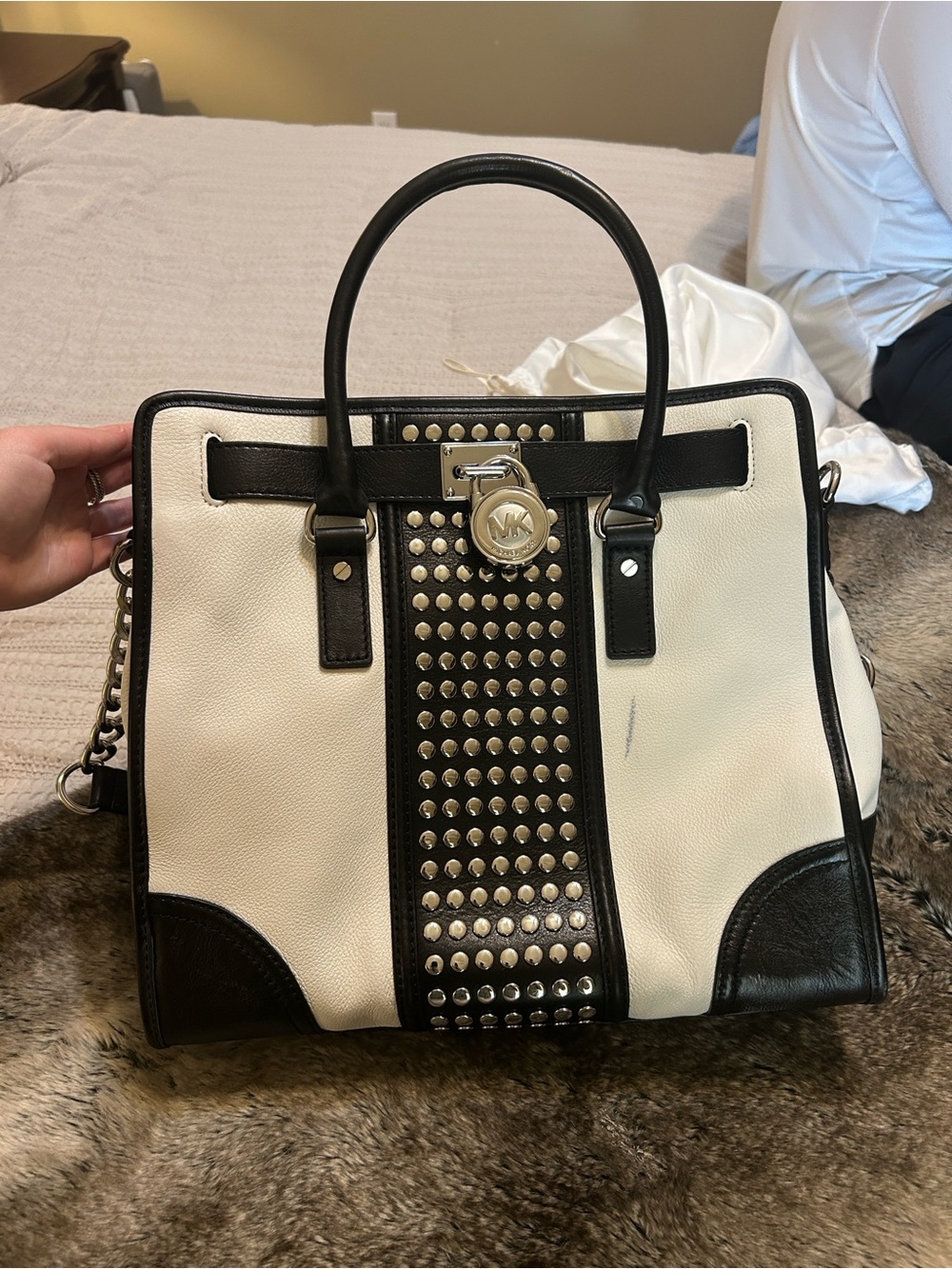 Michael Kors Black & White Studded Purse and Wallet